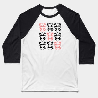 Diagonal Kawaii Pandas Baseball T-Shirt